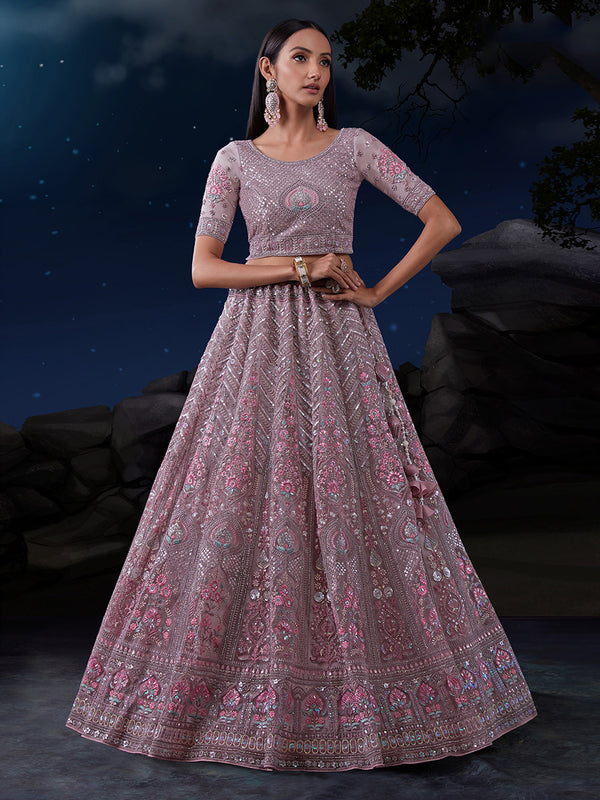 Mesmerize in Taupe Exquisite Semi-Stitched Lehenga Choli Set ClothsVilla