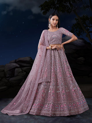 Mesmerize in Taupe Exquisite Semi-Stitched Lehenga Choli Set ClothsVilla