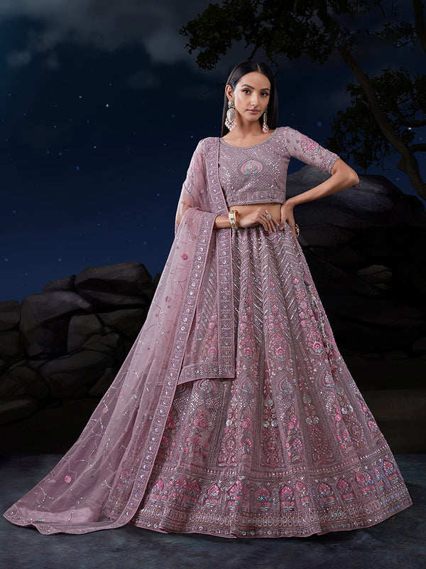 Mesmerize in Taupe Exquisite Semi-Stitched Lehenga Choli Set ClothsVilla