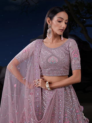 Mesmerize in Taupe Exquisite Semi-Stitched Lehenga Choli Set ClothsVilla