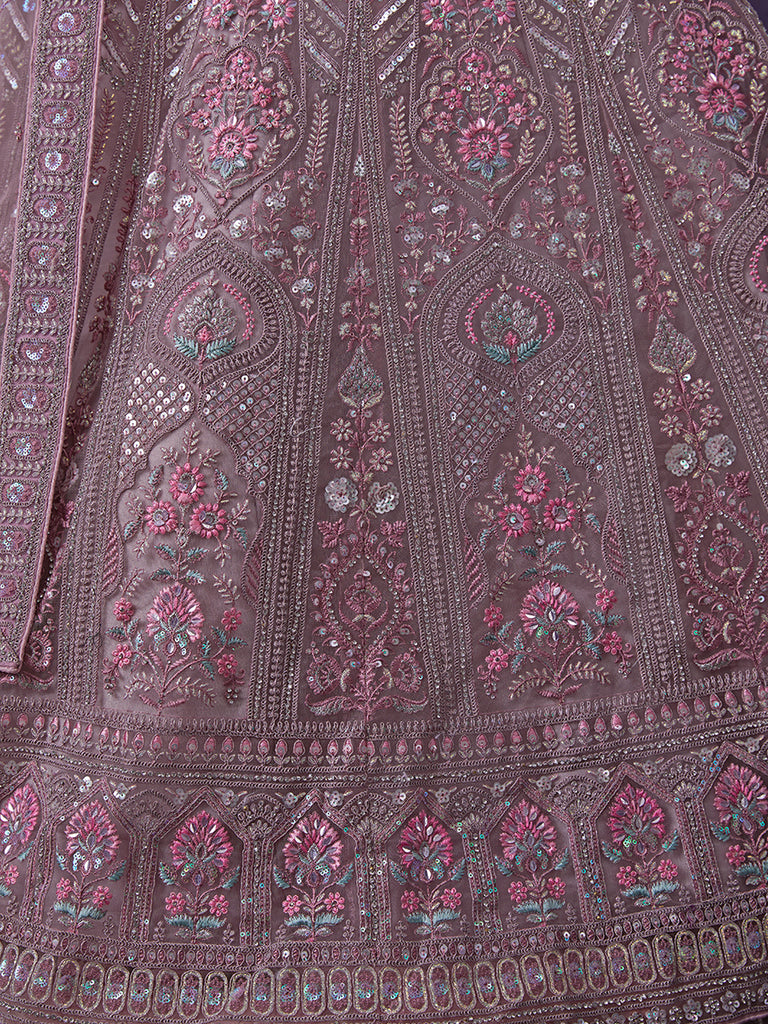 Mesmerize in Taupe Exquisite Semi-Stitched Lehenga Choli Set ClothsVilla