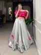 Load image into Gallery viewer, Mesmerizing Grey Zari Satin Printed Co-ord Lehenga Set with Fancy Blouse ClothsVilla