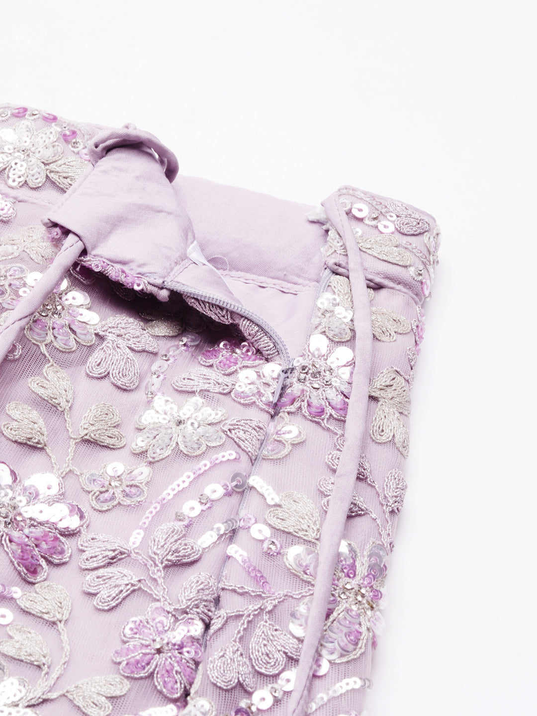 Mesmerizing Lavender Net Lehenga Choli Set with Zari & Sequin Embroidery ClothsVilla