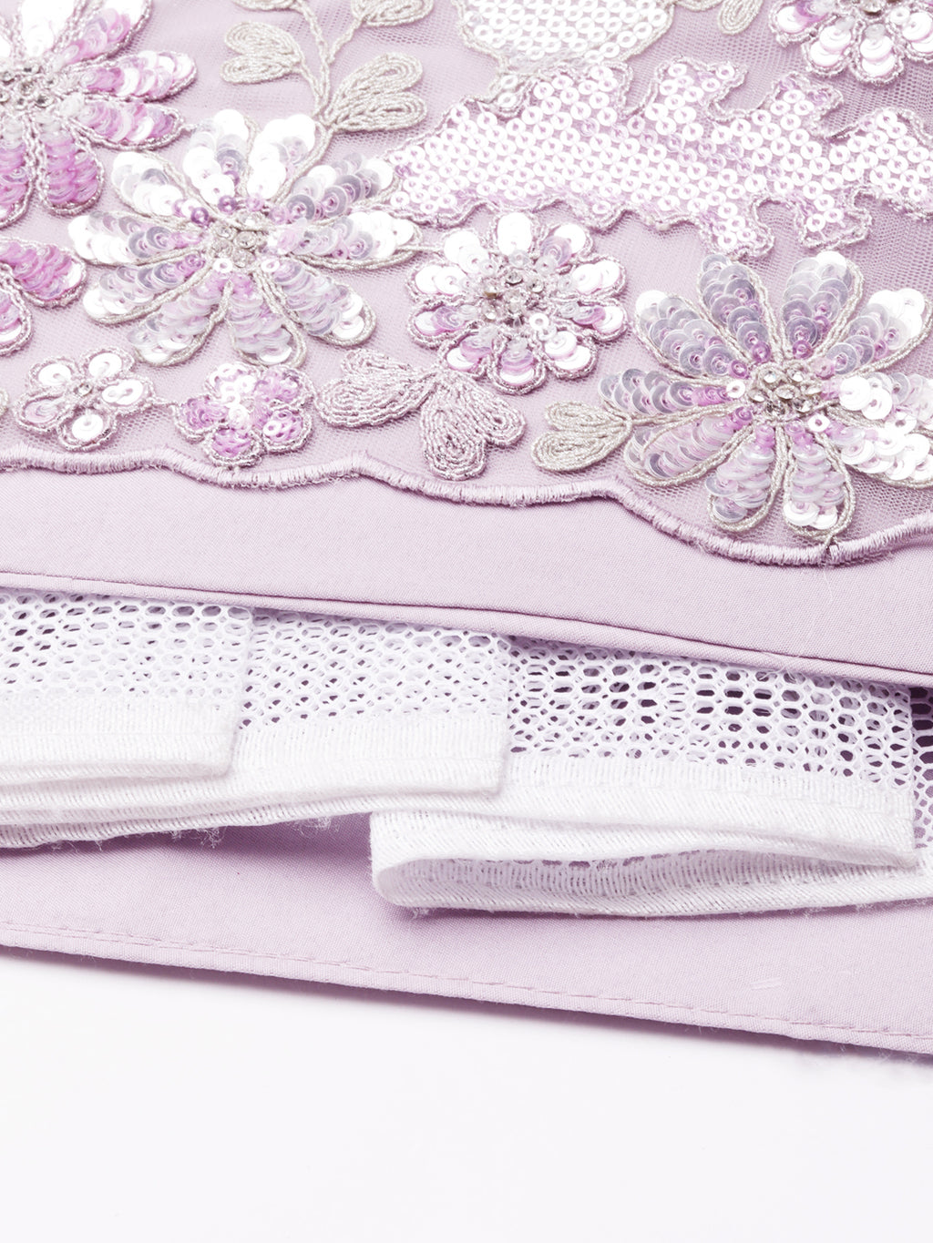 Mesmerizing Lavender Net Lehenga Choli Set with Zari & Sequin Embroidery ClothsVilla