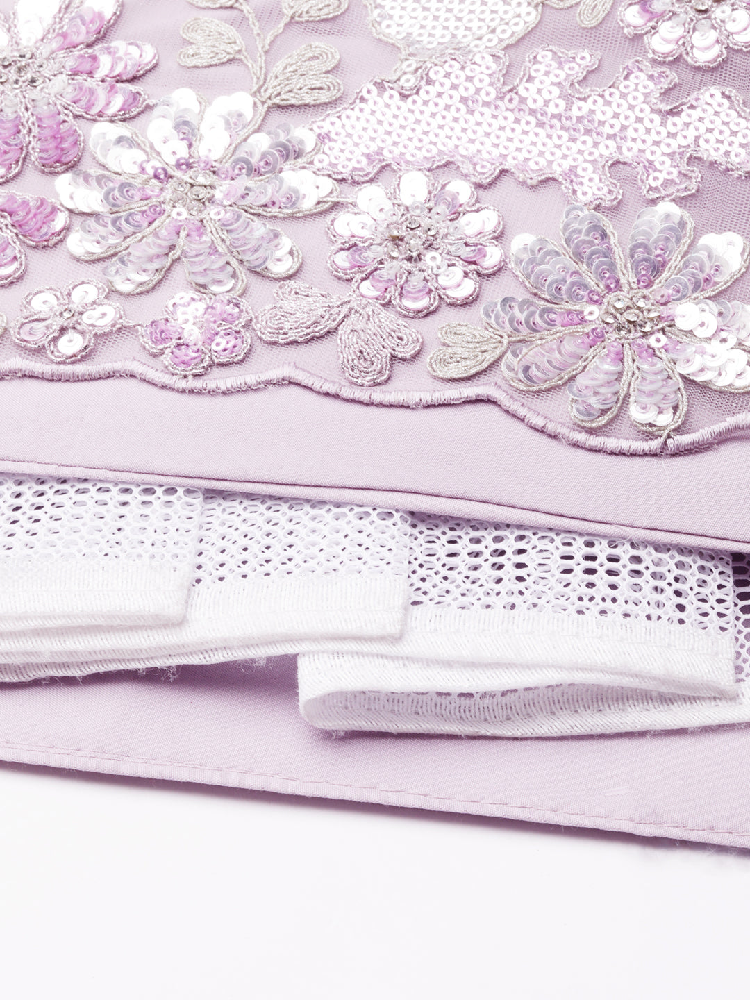 Mesmerizing Lavender Net Lehenga Choli Set with Zari & Sequin Embroidery ClothsVilla