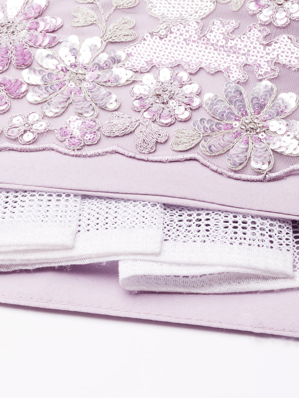 Mesmerizing Lavender Net Lehenga Choli Set with Zari & Sequin Embroidery ClothsVilla