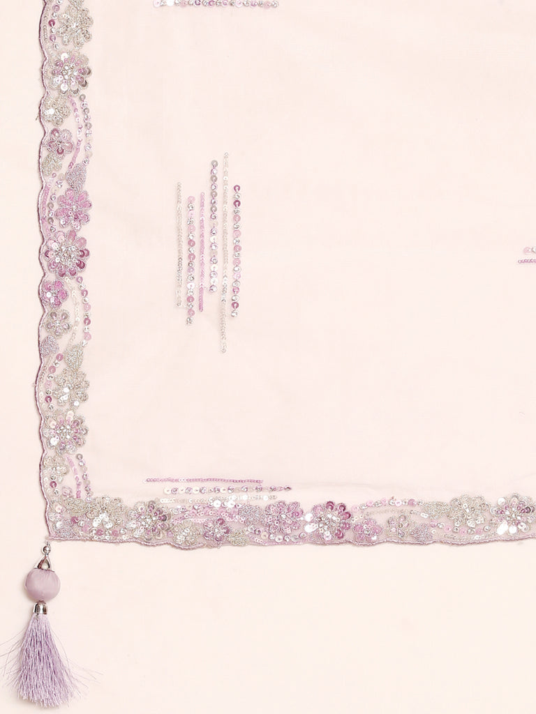 Mesmerizing Lavender Net Lehenga Choli Set with Zari & Sequin Embroidery ClothsVilla