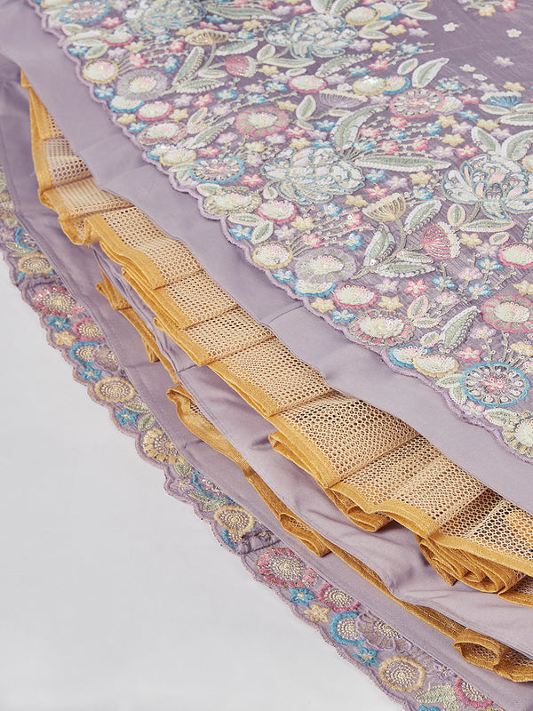 Mesmerizing Mauve Chiffon Lehenga: Sequins & Embroidery Elegance ClothsVilla