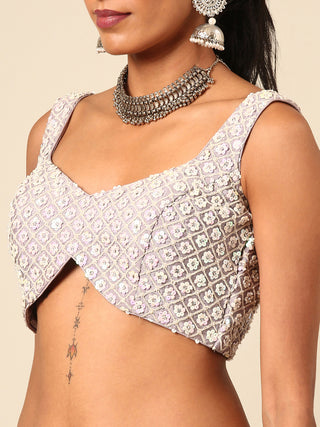 Mesmerizing Mauve Chinon Lehenga - Sequins & Zardozi Embroidery ClothsVilla
