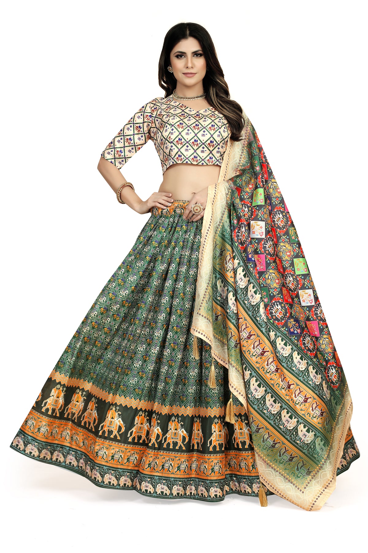Mesmerizing Multicolor Dola Silk Lehenga Choli - Perfect for Navratri ClothsVilla Main image