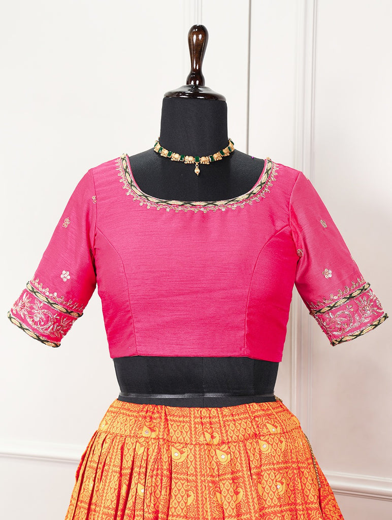 Mesmerizing Orange Paithani Lehenga Choli Handcrafted Elegance for Every Occasion ClothsVilla