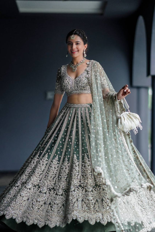 Milky Festive Must-Have Classic Indian Net Lehenga Set ClothsVilla