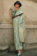 Load image into Gallery viewer, Mint Green Elegant Banarasi Silk Saree with Zari Weaving Blouse Pieces ClothsVilla