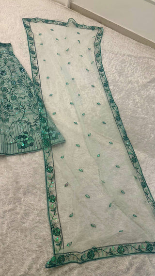 Mint Green Rainbow Sequin Lehenga Choli ClothsVilla