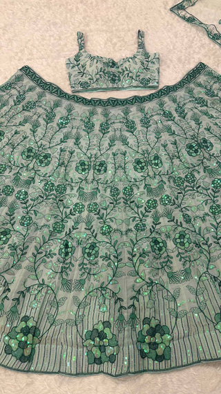 Mint Green Rainbow Sequin Lehenga Choli ClothsVilla