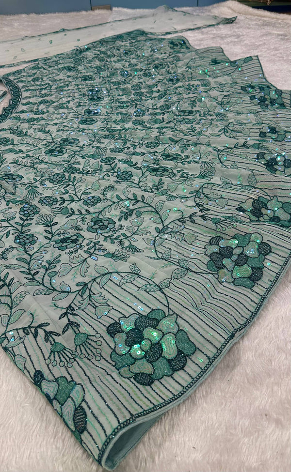 Mint Green Rainbow Sequin Lehenga Choli ClothsVilla