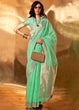 Load image into Gallery viewer, Mint Green Royal Banarasi Silk Saree with Contrast Border &amp; Designer Pallu – Wedding Special ClothsVilla