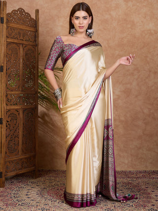Miranvi Contemporary Semi Modal Saree for Special Occasions ClothsVilla