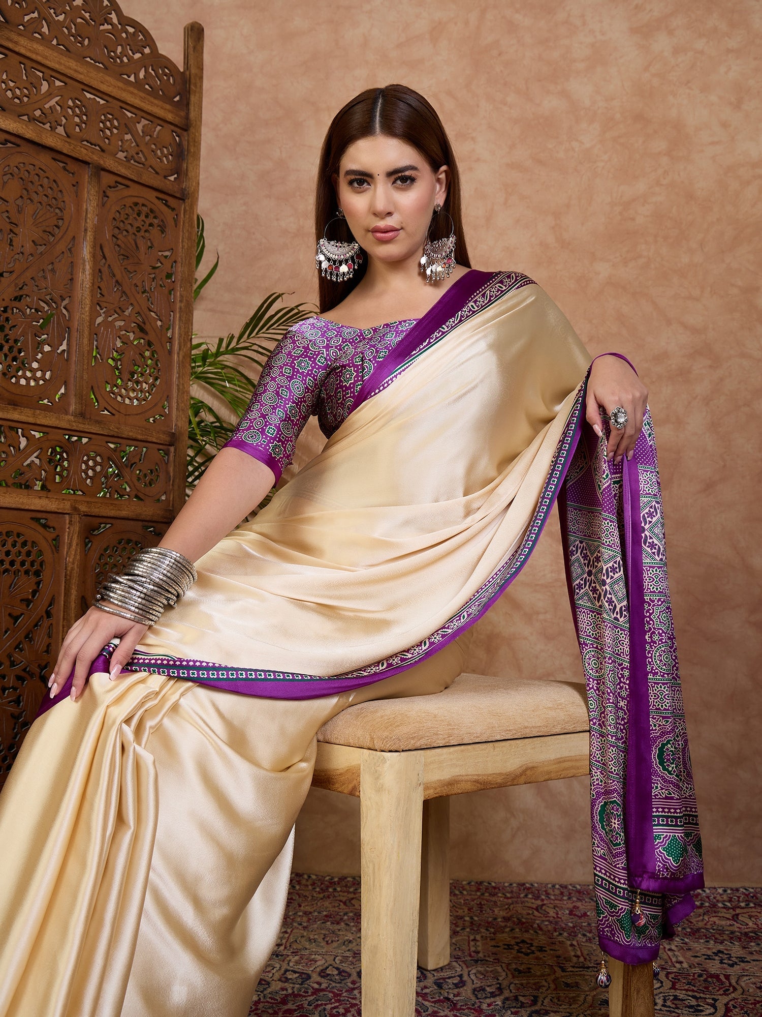 Miranvi Contemporary Semi Modal Saree for Special Occasions ClothsVilla