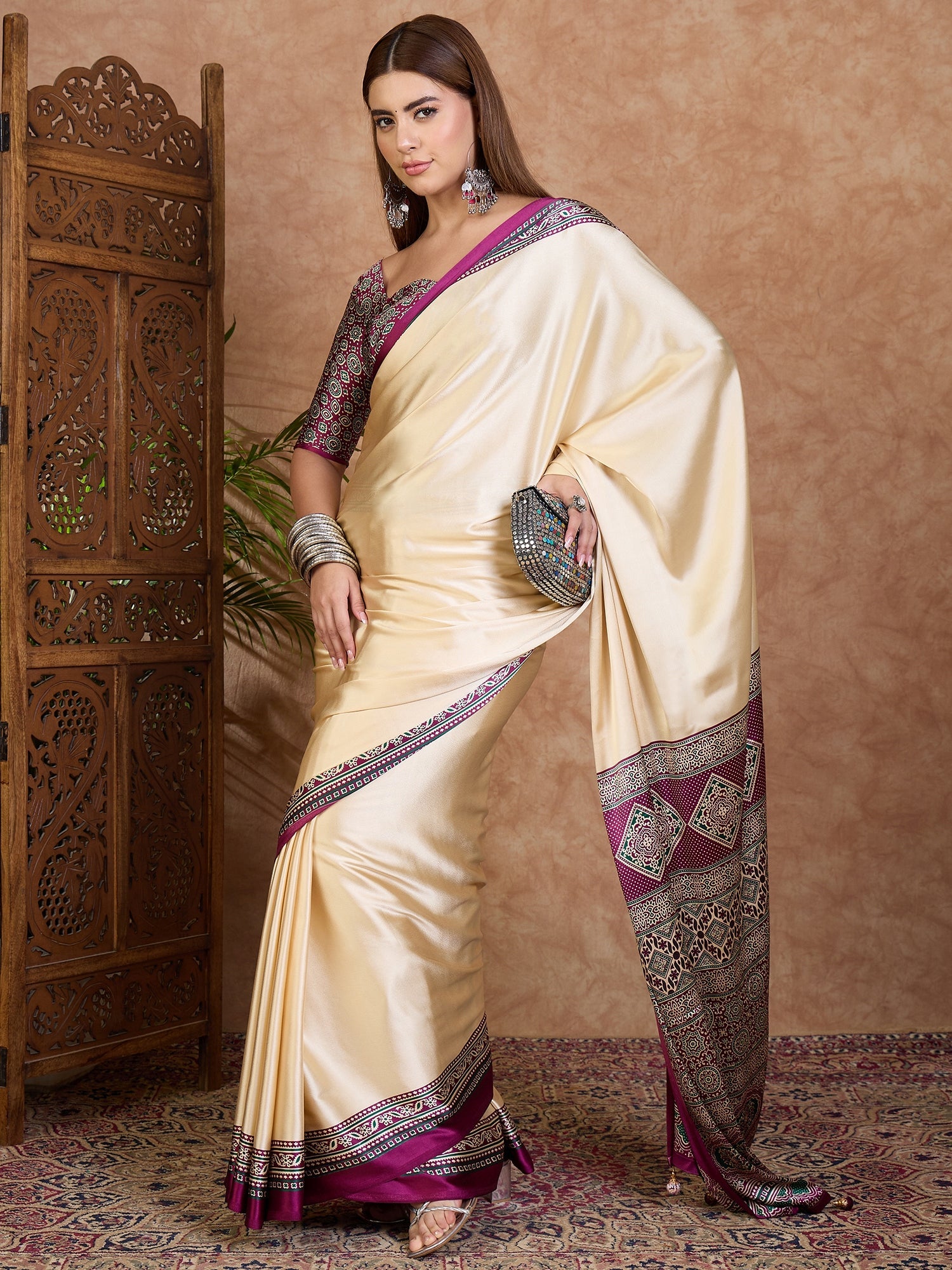 Miranvi Contemporary Semi Modal Saree for Special Occasions ClothsVilla
