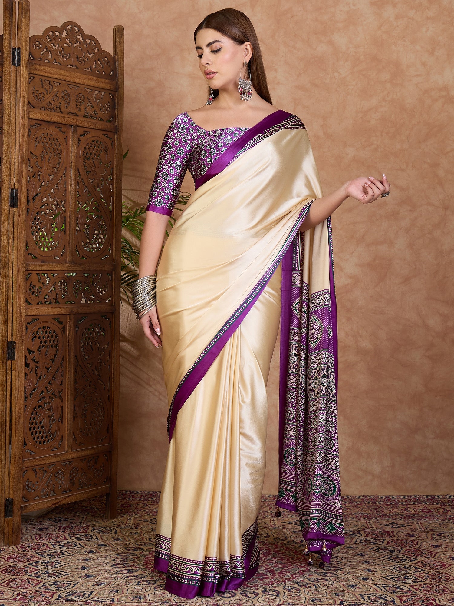 Miranvi Contemporary Semi Modal Saree for Special Occasions ClothsVilla