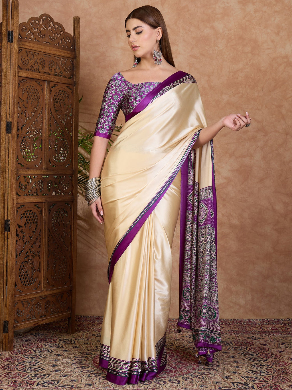 Miranvi Contemporary Semi Modal Saree for Special Occasions ClothsVilla