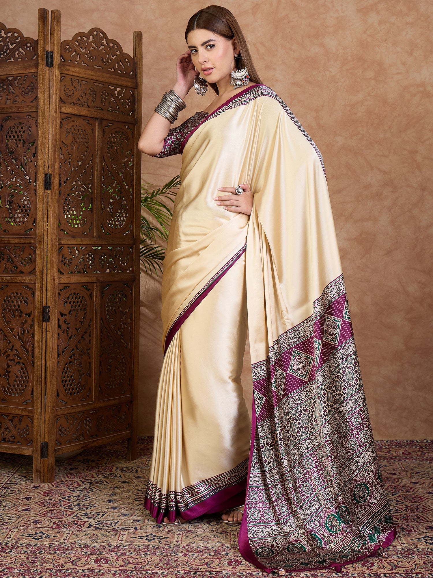 Miranvi Contemporary Semi Modal Saree for Special Occasions ClothsVilla