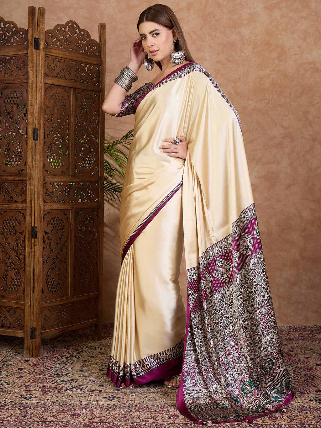 Miranvi Contemporary Semi Modal Saree for Special Occasions ClothsVilla