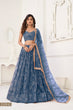 Load image into Gallery viewer, More Peach Butterfly Net Lehenga with Tone-to-Tone Thread Work and Mirror Embroidery ClothsVilla