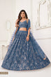 Load image into Gallery viewer, More Peach Butterfly Net Lehenga with Tone-to-Tone Thread Work and Mirror Embroidery ClothsVilla