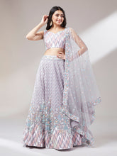 Load image into Gallery viewer, Muave Net heavy Sequinse embroidery Semi-Stitched Lehenga choli &amp; Dupatta Clothsvilla