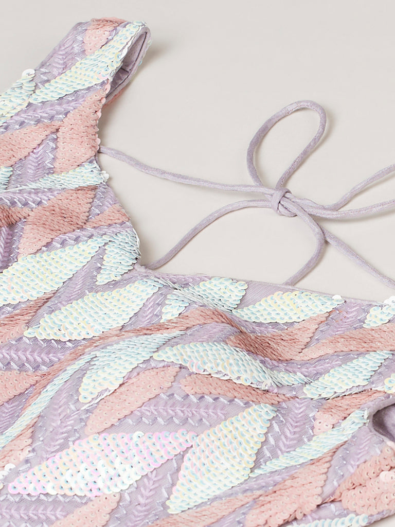 Muave Net heavy Sequinse embroidery Semi-Stitched Lehenga choli & Dupatta Clothsvilla
