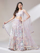 Load image into Gallery viewer, Muave Net Sequinse Work Semi-Stitched Lehenga &amp; Unstitched Blouse with Dupatta ClothsVilla