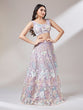 Load image into Gallery viewer, Muave Net Sequinse Work Semi-Stitched Lehenga &amp; Unstitched Blouse with Dupatta ClothsVilla