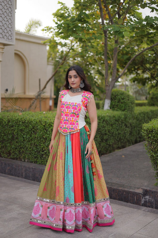 Multi Color Cotton Mirror Work Lehenga Choli ClothsVilla