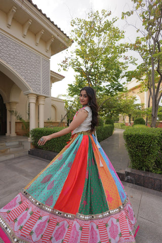 Multi Color Cotton Mirror Work Lehenga Choli ClothsVilla