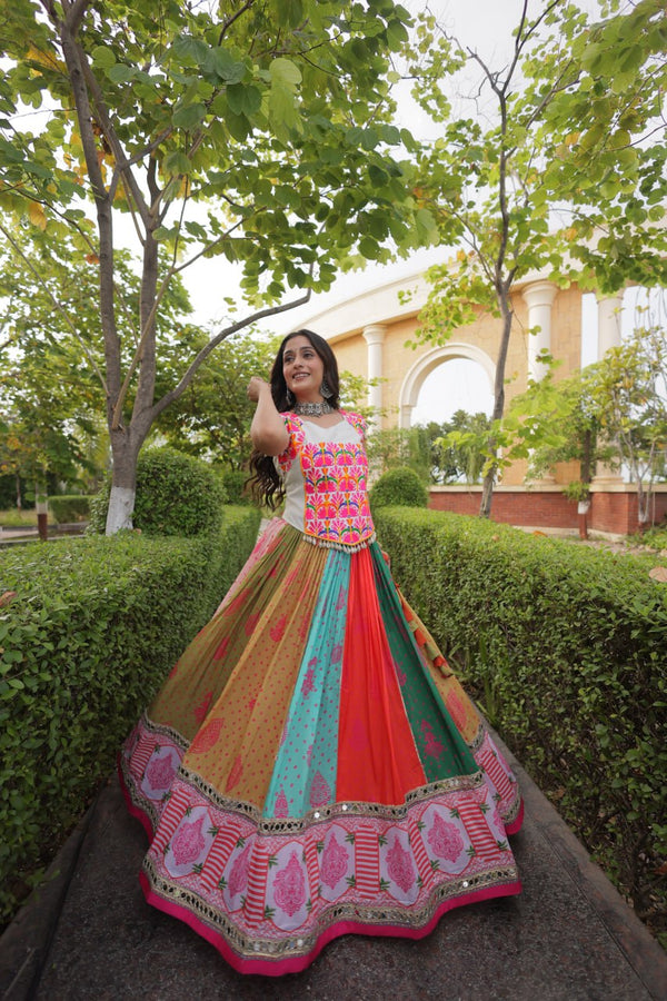 Multi Color Cotton Mirror Work Lehenga Choli ClothsVilla