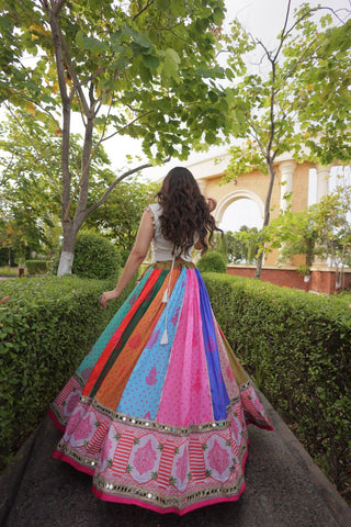 Multi Color Cotton Mirror Work Lehenga Choli ClothsVilla