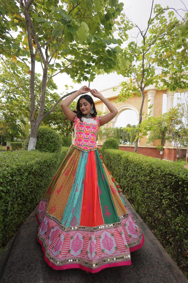 Multi Color Cotton Mirror Work Lehenga Choli ClothsVilla