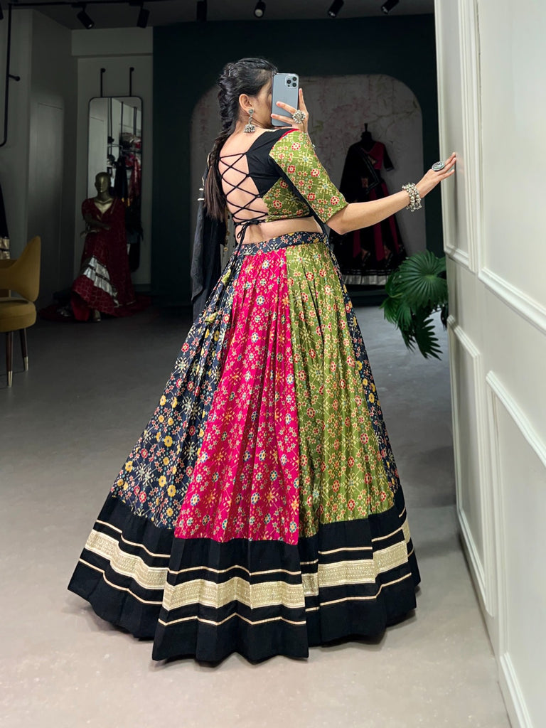 Multi Color Dola Silk & Pure Cotton Lehenga Choli Set ClothsVilla