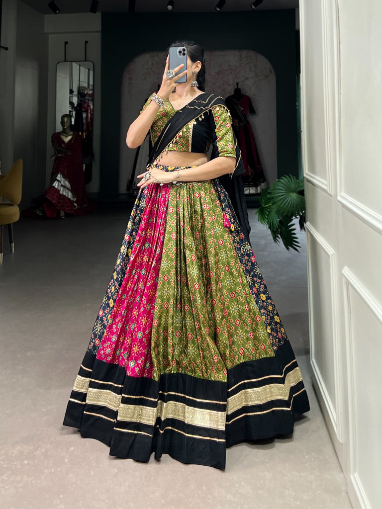 Multi Color Dola Silk & Pure Cotton Lehenga Choli Set ClothsVilla