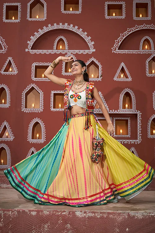 Jacket Style Beautiful Multi Color Chaniya Choli for Navratri Clothsvilla