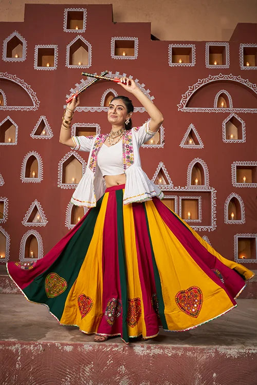 Multi Color Designer Jacket with Ghagra Choli for Navratri Clothsvilla