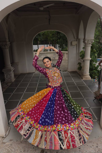 Multi Color Georgette Printed Full-Stitched Lehenga Set with Kutchi Gamthi & Vintage Embellished Work – Kali Stitch Flair ClothsVilla