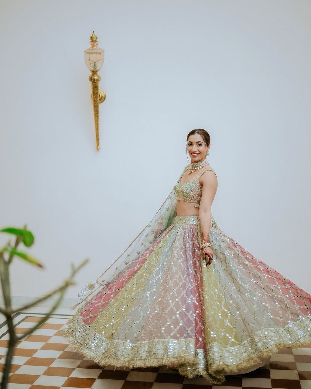 Multi Color Glamorous Fox Georgette Embroidered Semi-Stitched Lehenga Set Clothsvilla