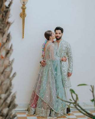 Multi Color Glamorous Fox Georgette Embroidered Semi-Stitched Lehenga Set Clothsvilla