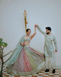 Load image into Gallery viewer, Multi Color Glamorous Fox Georgette Embroidered Semi-Stitched Lehenga Set Clothsvilla