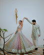 Load image into Gallery viewer, Multi Color Glamorous Fox Georgette Embroidered Semi-Stitched Lehenga Set Clothsvilla