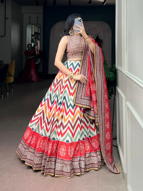 Multi Color Lace work Silk Lehenga Choli Set ClothsVilla Main image