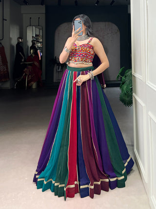 Multi-Color Lehenga & Mirror Work Blouse ClothsVilla